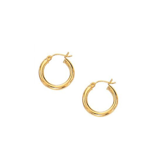 10k Yellow Gold Polished Hoop Earrings (3x15mm)-Teresa&#39;s Fashionista LLC