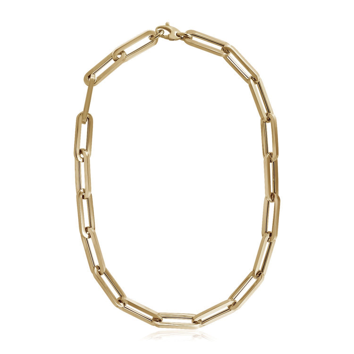 14k Yellow Gold Extra Wide Paperclip Chain Necklace-Teresa&#39;s Fashionista LLC