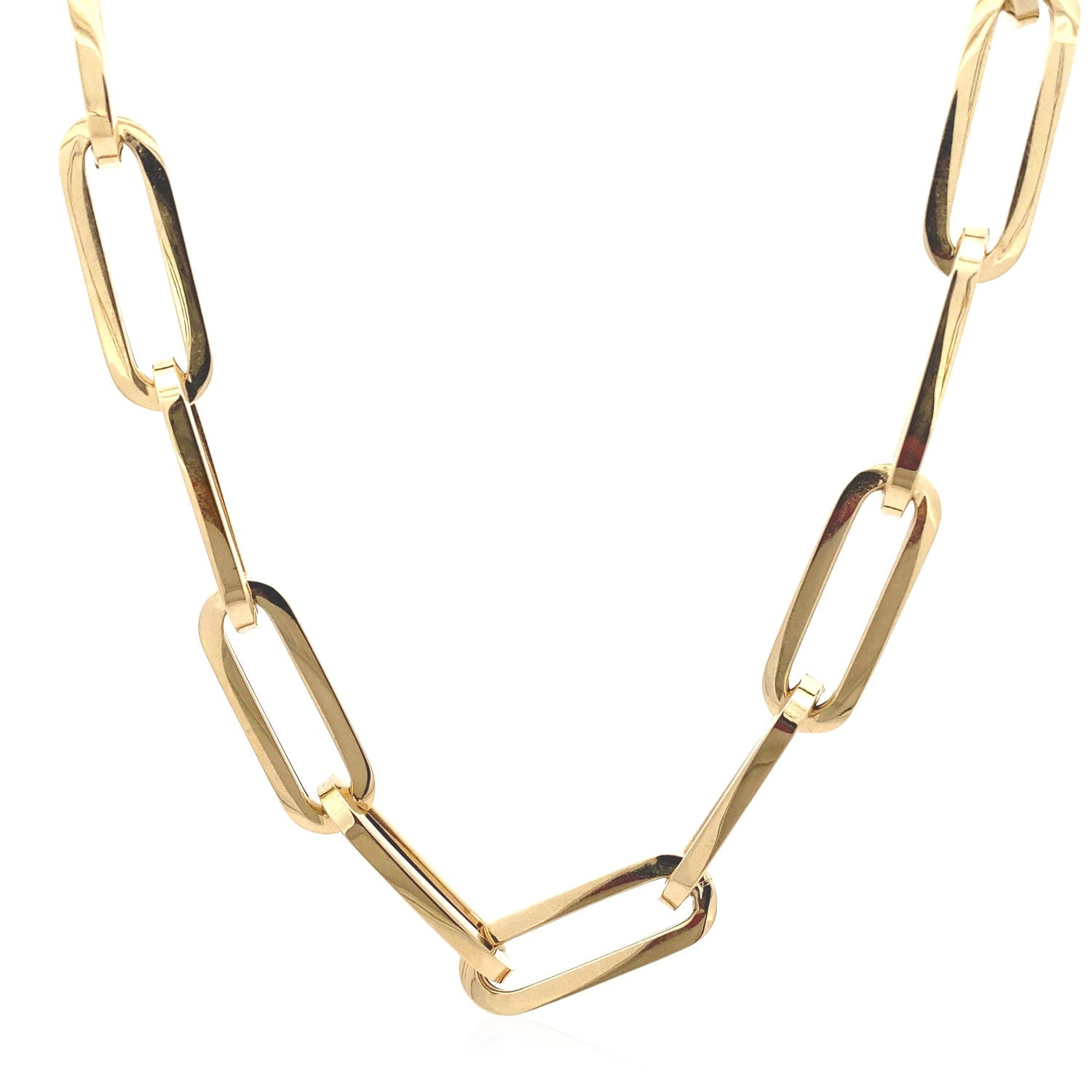 14k Yellow Gold Extra Wide Paperclip Chain Necklace-Teresa&#39;s Fashionista LLC