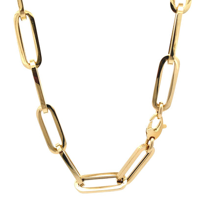 14k Yellow Gold Extra Wide Paperclip Chain Necklace-Teresa&#39;s Fashionista LLC