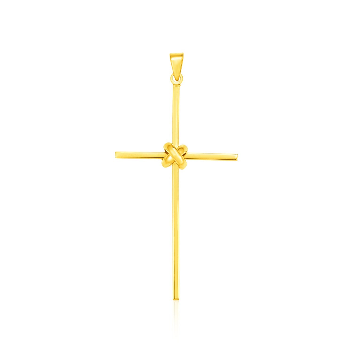 14k Yellow Gold Bar Style Cross Pendant-Teresa&#39;s Fashionista LLC