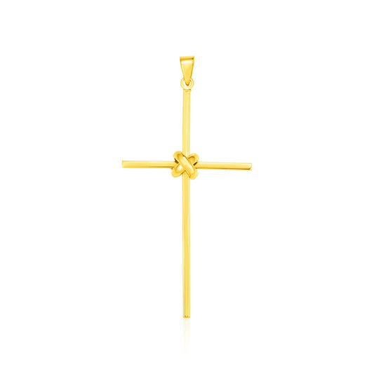 14k Yellow Gold Bar Style Cross Pendant-Teresa&#39;s Fashionista LLC