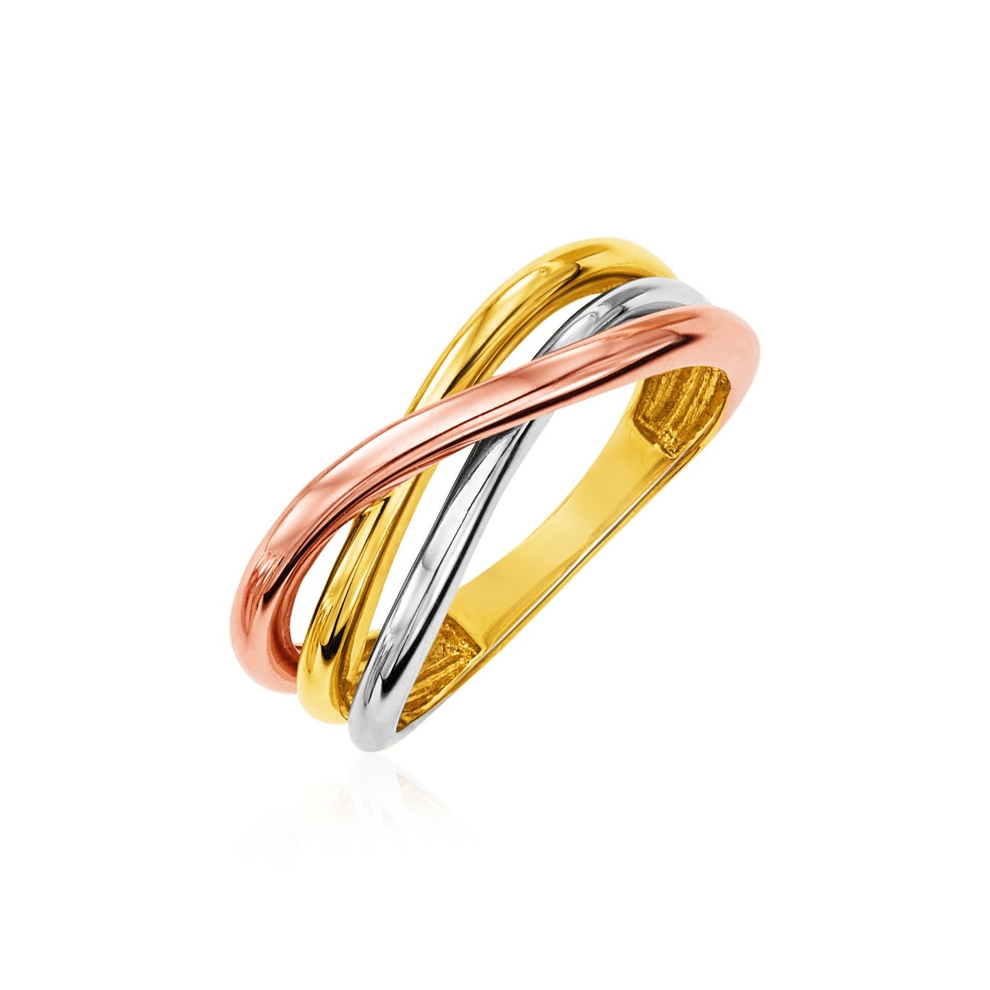 14k Tri Color Gold Twist Style Ring(2.50 mm)-Teresa&#39;s Fashionista LLC