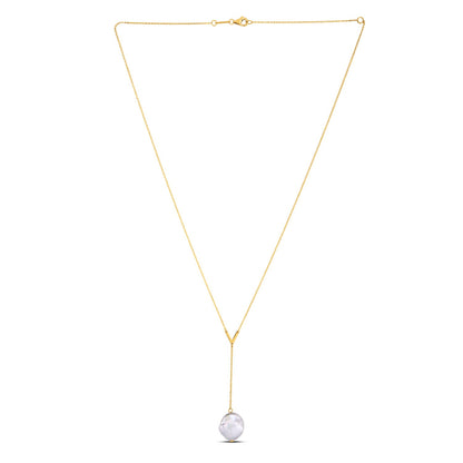 14k Yellow Gold Tesoro Pearl Lariat Necklace-Teresa&#39;s Fashionista LLC