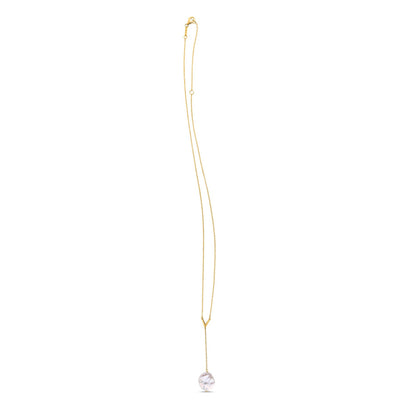 14k Yellow Gold Tesoro Pearl Lariat Necklace-Teresa&#39;s Fashionista LLC