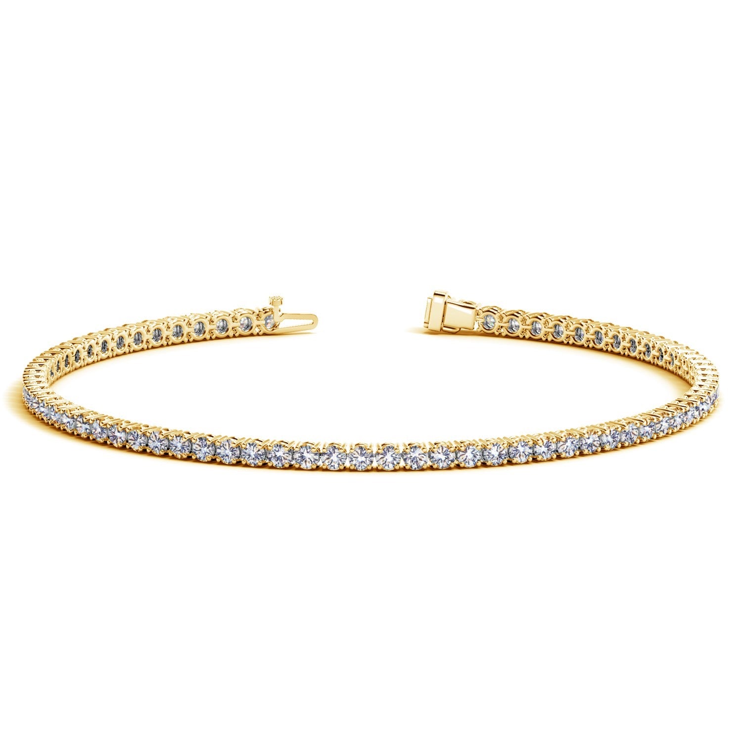 Lab Grown Round Diamond Tennis Bracelet in 14k Yellow Gold (2 cctw F/G VS2/SI1)-Teresa&#39;s Fashionista LLC