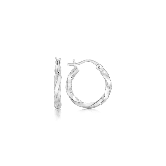 Spiral Style Polished Hoop Earrings in Sterling Silver(3x15mm)-Teresa&#39;s Fashionista LLC