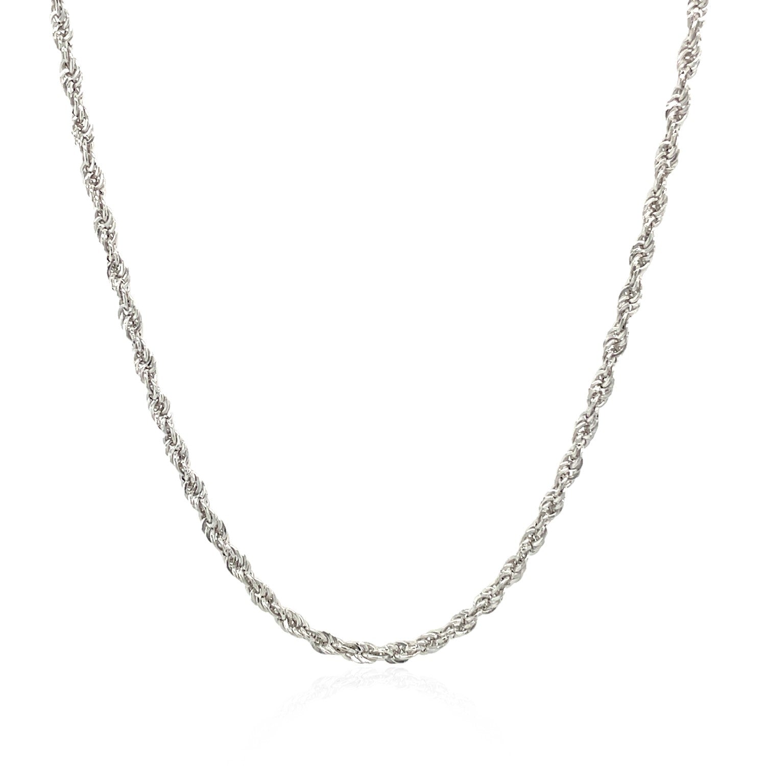 14k White Gold Light Rope Chain (2.00 mm)-Teresa&#39;s Fashionista LLC