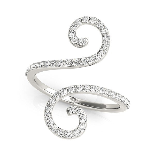 14k White Gold Diamond Open Flourish Style Ring (1/2 cttw)-Teresa&#39;s Fashionista LLC