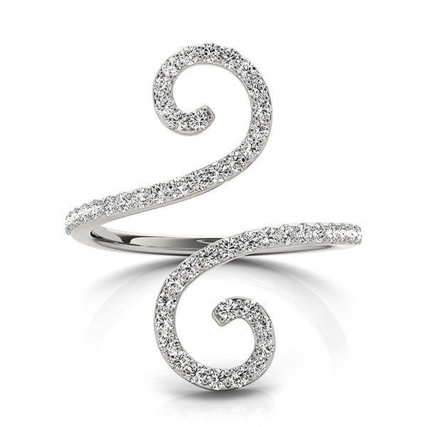 14k White Gold Diamond Open Flourish Style Ring (1/2 cttw)-Teresa&#39;s Fashionista LLC