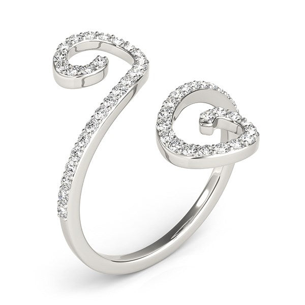 14k White Gold Diamond Open Flourish Style Ring (1/2 cttw)-Teresa&#39;s Fashionista LLC