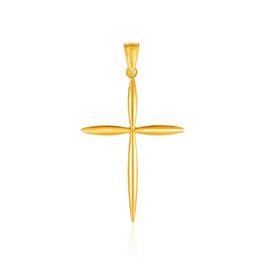 14k Yellow Gold Rounded and Pointed Cross Pendant-Teresa&#39;s Fashionista LLC