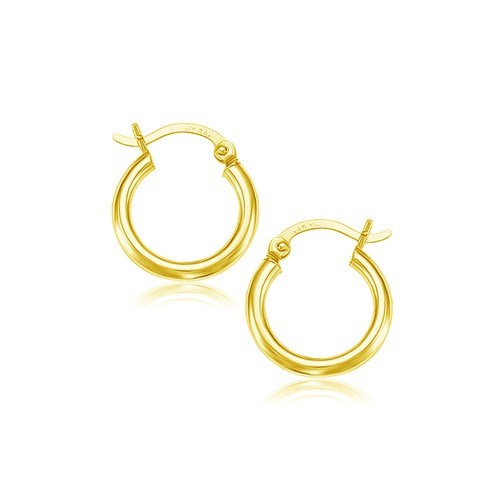 10k Yellow Gold Polished Hoop Earrings (2x15 mm)-Teresa&#39;s Fashionista LLC