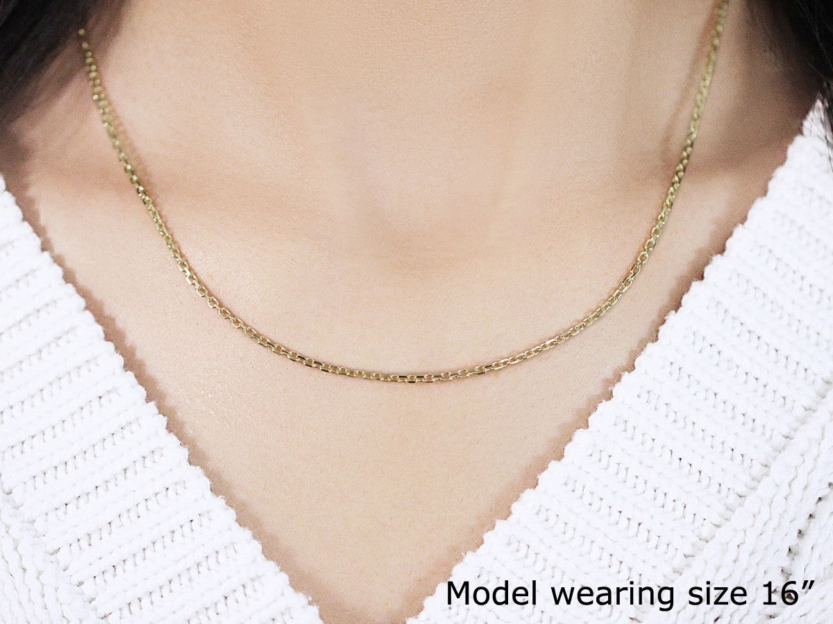 18k Yellow Gold Diamond Cut Cable Link Chain (1.90 mm)-Teresa&#39;s Fashionista LLC