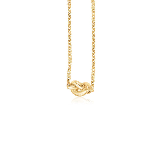 14k Yellow Gold Chain Necklace with Polished Knot-Teresa&#39;s Fashionista LLC