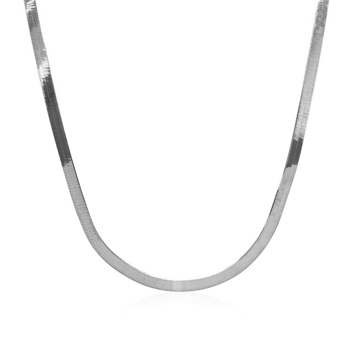 14k White Gold Super Flex Herringbone Chain (2.80 mm)-Teresa&#39;s Fashionista LLC