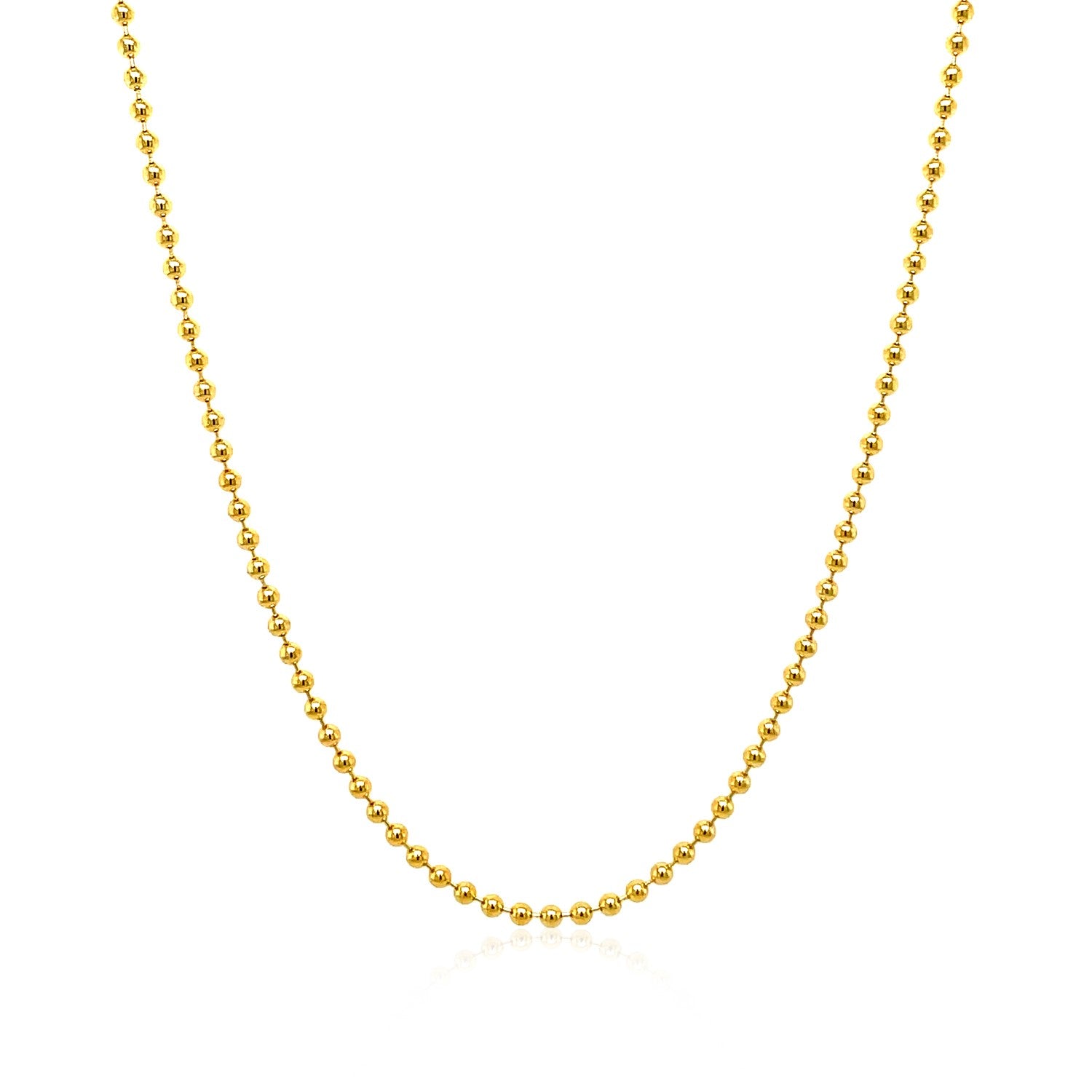 14k Yellow Gold Bead Chain 1.5mm (1.50 mm)-Teresa&#39;s Fashionista LLC