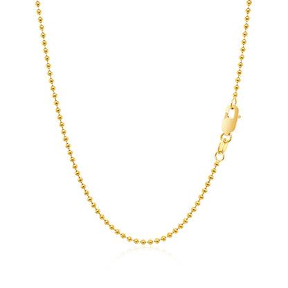 14k Yellow Gold Bead Chain 1.5mm (1.50 mm)-Teresa&#39;s Fashionista LLC