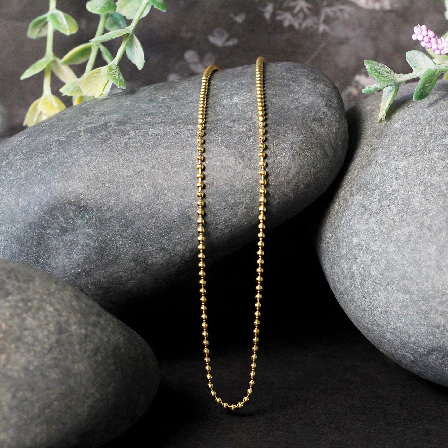 14k Yellow Gold Bead Chain 1.5mm (1.50 mm)-Teresa&#39;s Fashionista LLC