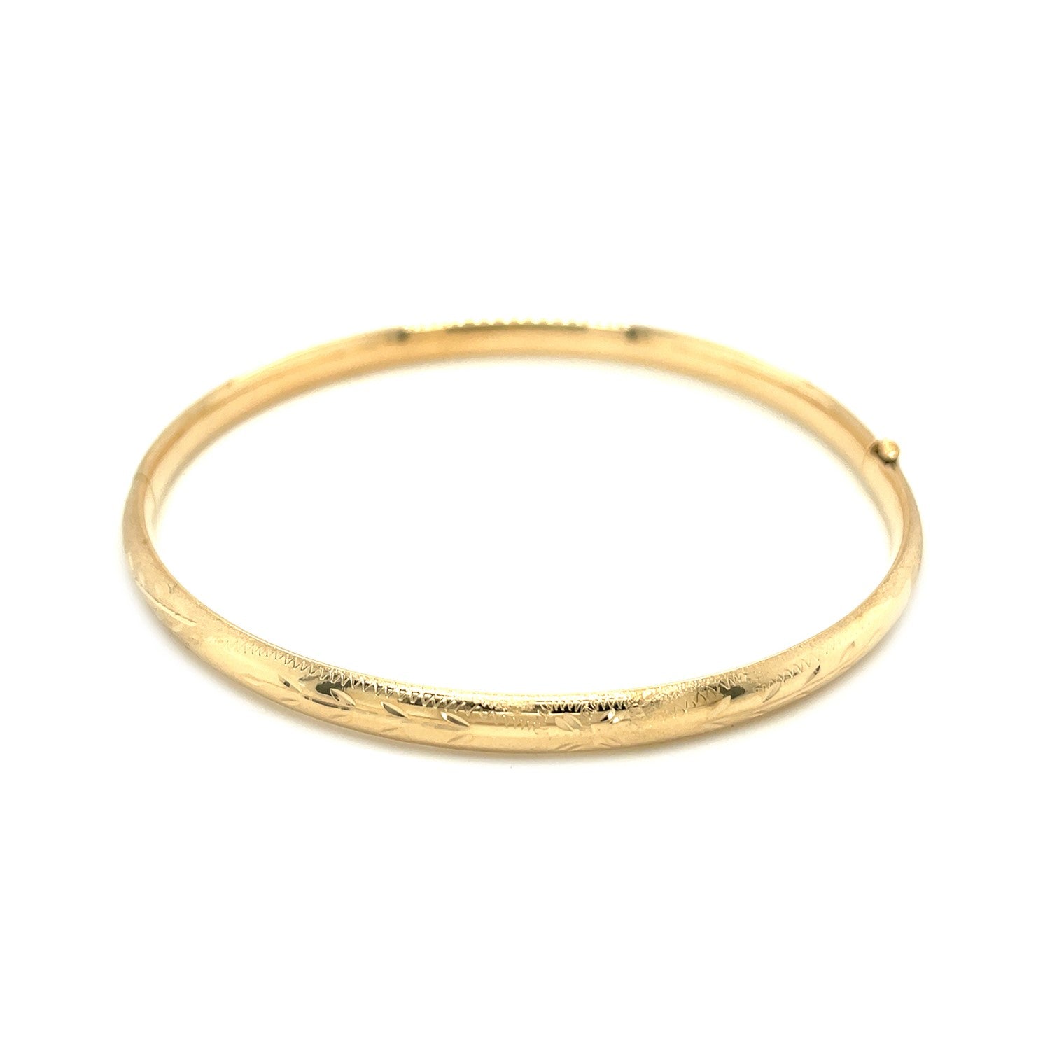 14k Yellow Gold Dome Florentine Design Bangle (5.00 mm)-Teresa&#39;s Fashionista LLC