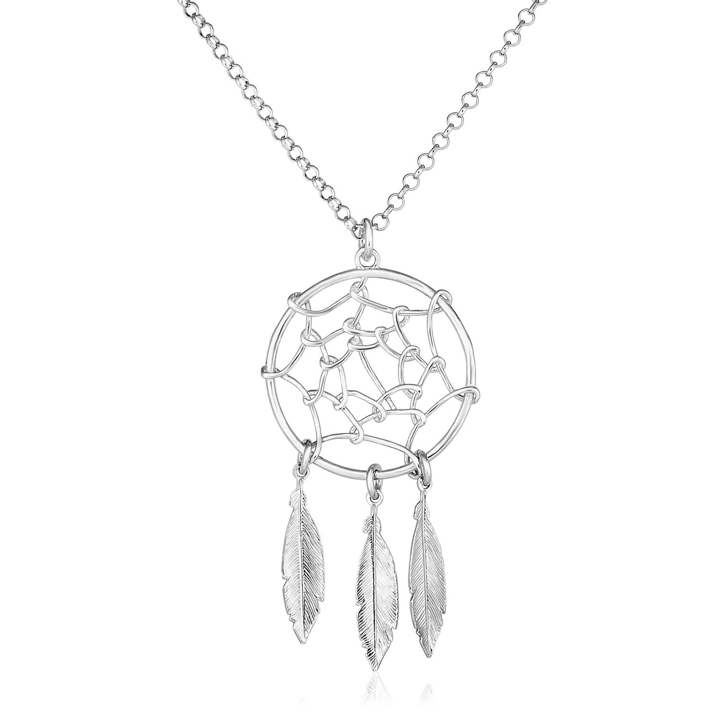 Sterling Silver 17 inch Necklace with Dream Catcher Pendant-Teresa&#39;s Fashionista LLC