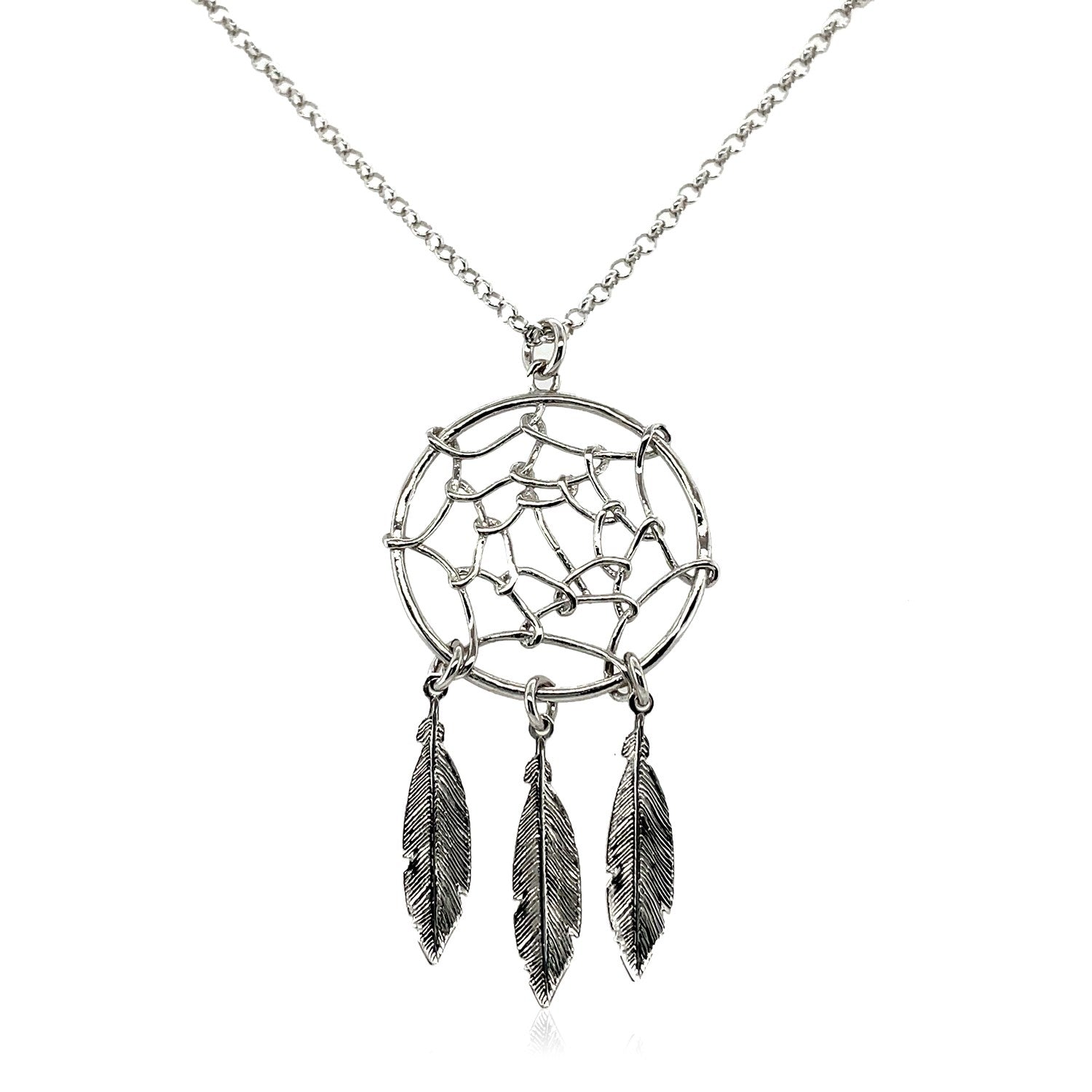 Sterling Silver 17 inch Necklace with Dream Catcher Pendant-Teresa&#39;s Fashionista LLC