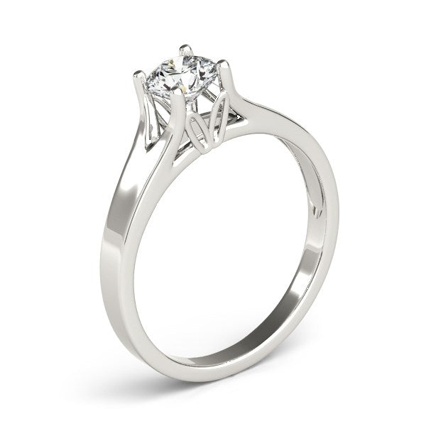 14k White Gold Prong Set Style Solitaire Diamond Engagement Ring (1/2 cttw)-Teresa&#39;s Fashionista LLC