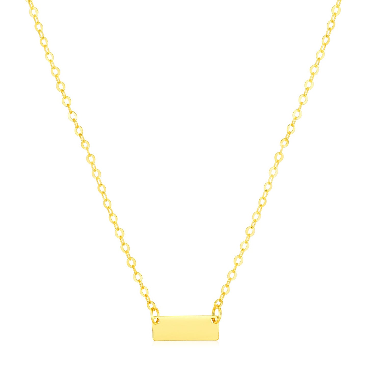 14k Yellow Gold Polished Mini Bar Necklace-Teresa&#39;s Fashionista LLC