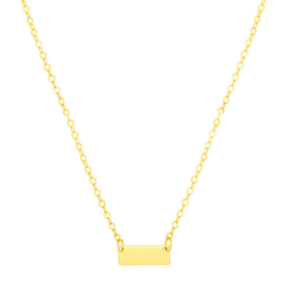 14k Yellow Gold Polished Mini Bar Necklace-Teresa&#39;s Fashionista LLC