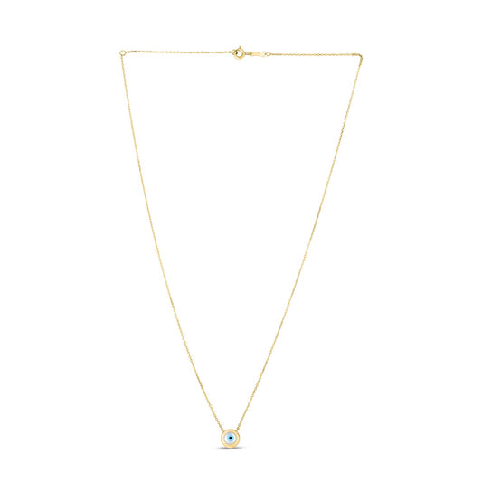 14k Yellow Gold MOP Evil Eye Necklace-Teresa&#39;s Fashionista LLC