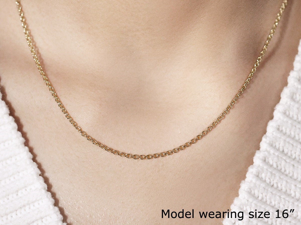 14k Yellow Gold Round Cable Link Chain (1.90 mm)-Teresa&#39;s Fashionista LLC