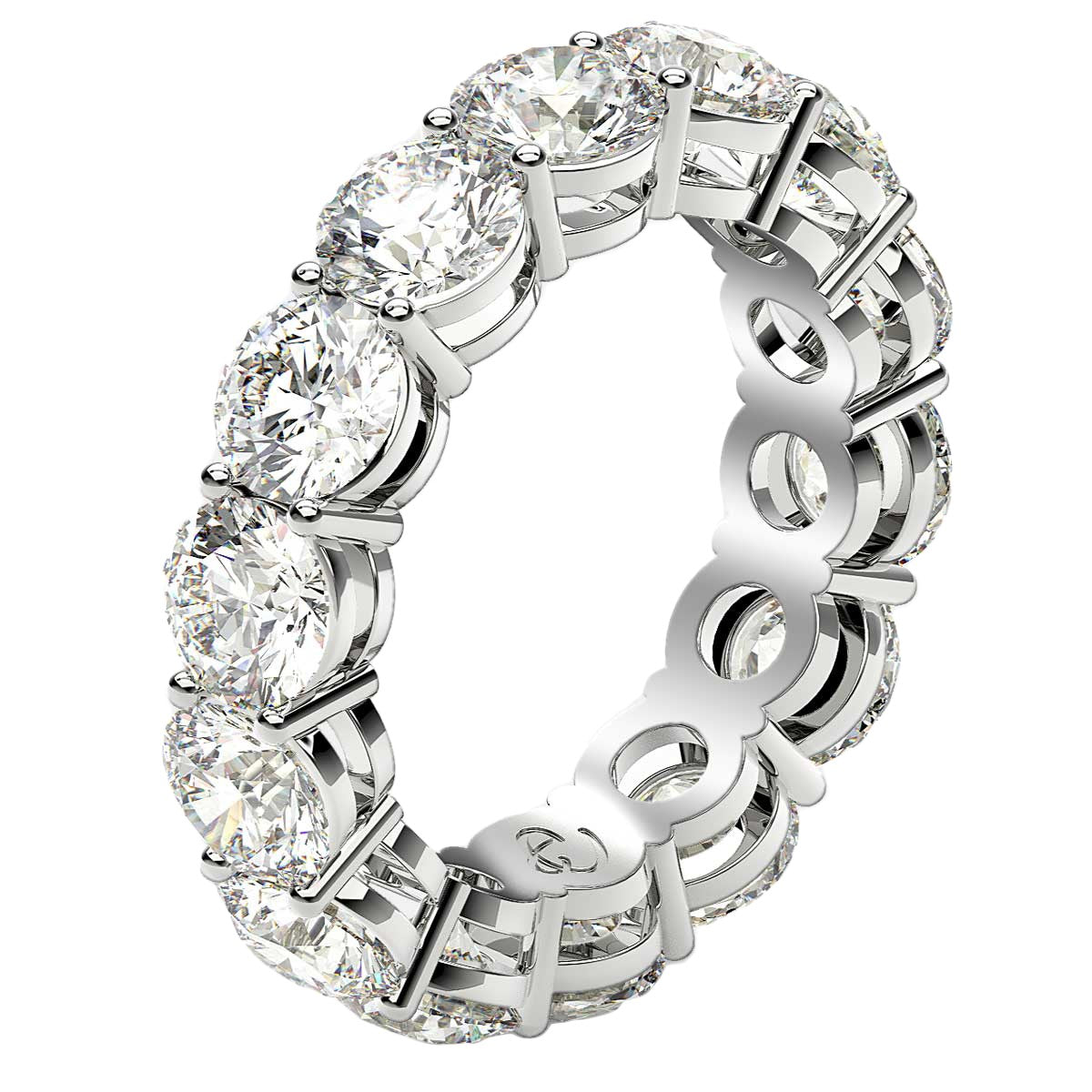 Round Cut Lab Grown Diamond Eternity Ring in 14k White Gold (6 cttw FG/VS2)-Teresa&#39;s Fashionista LLC