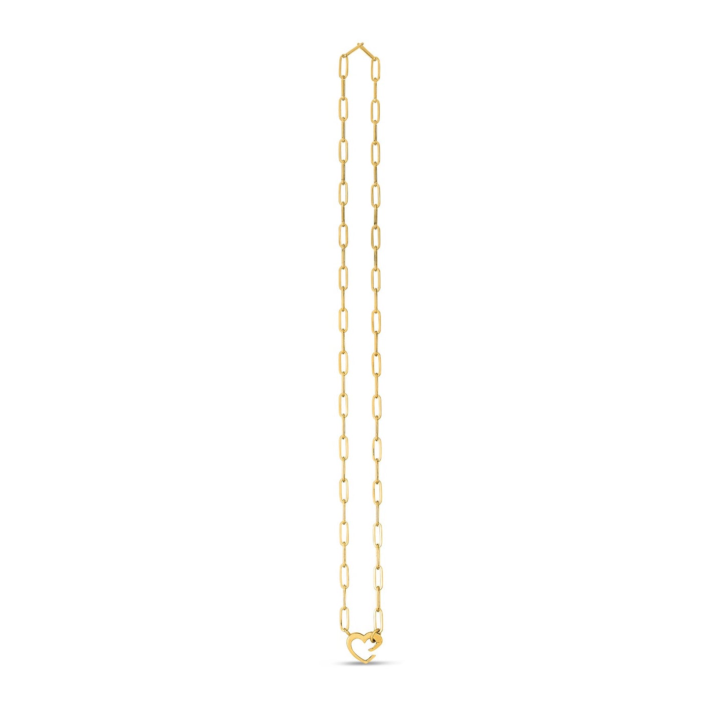 14k Yellow Gold Heart Element Paperclip Necklace-Teresa&#39;s Fashionista LLC