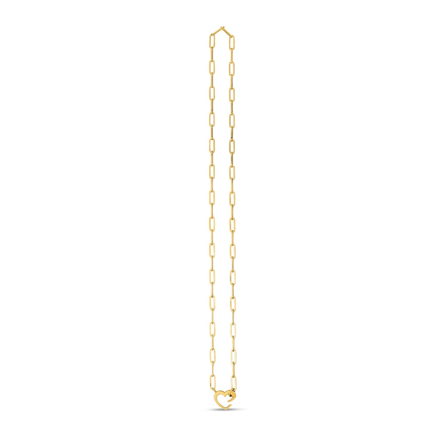 14k Yellow Gold Heart Element Paperclip Necklace-Teresa&#39;s Fashionista LLC