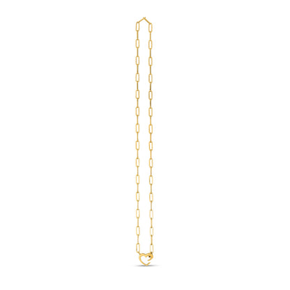 14k Yellow Gold Heart Element Paperclip Necklace-Teresa&#39;s Fashionista LLC