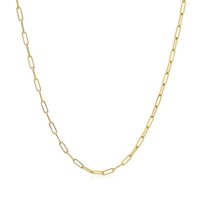 18K Yellow Gold Fine Paperclip Chain (1.50 mm)-Teresa&#39;s Fashionista LLC