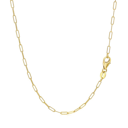 18K Yellow Gold Fine Paperclip Chain (1.50 mm)-Teresa&#39;s Fashionista LLC