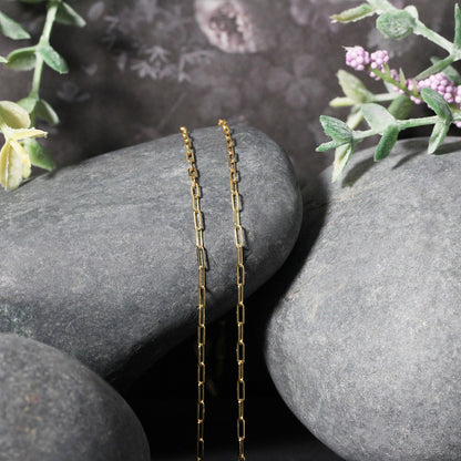 18K Yellow Gold Fine Paperclip Chain (1.50 mm)-Teresa&#39;s Fashionista LLC