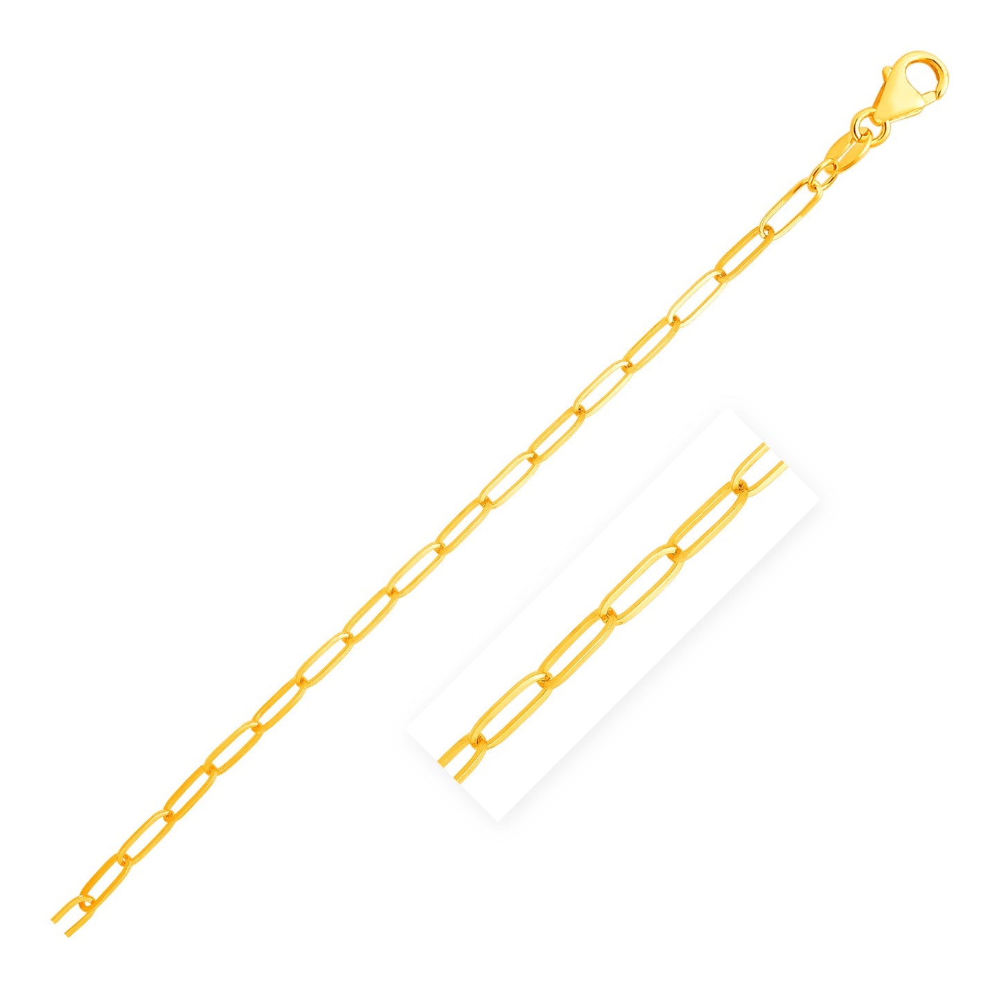 14K Yellow Gold Paperclip Chain (3.50 mm)-Teresa&#39;s Fashionista LLC