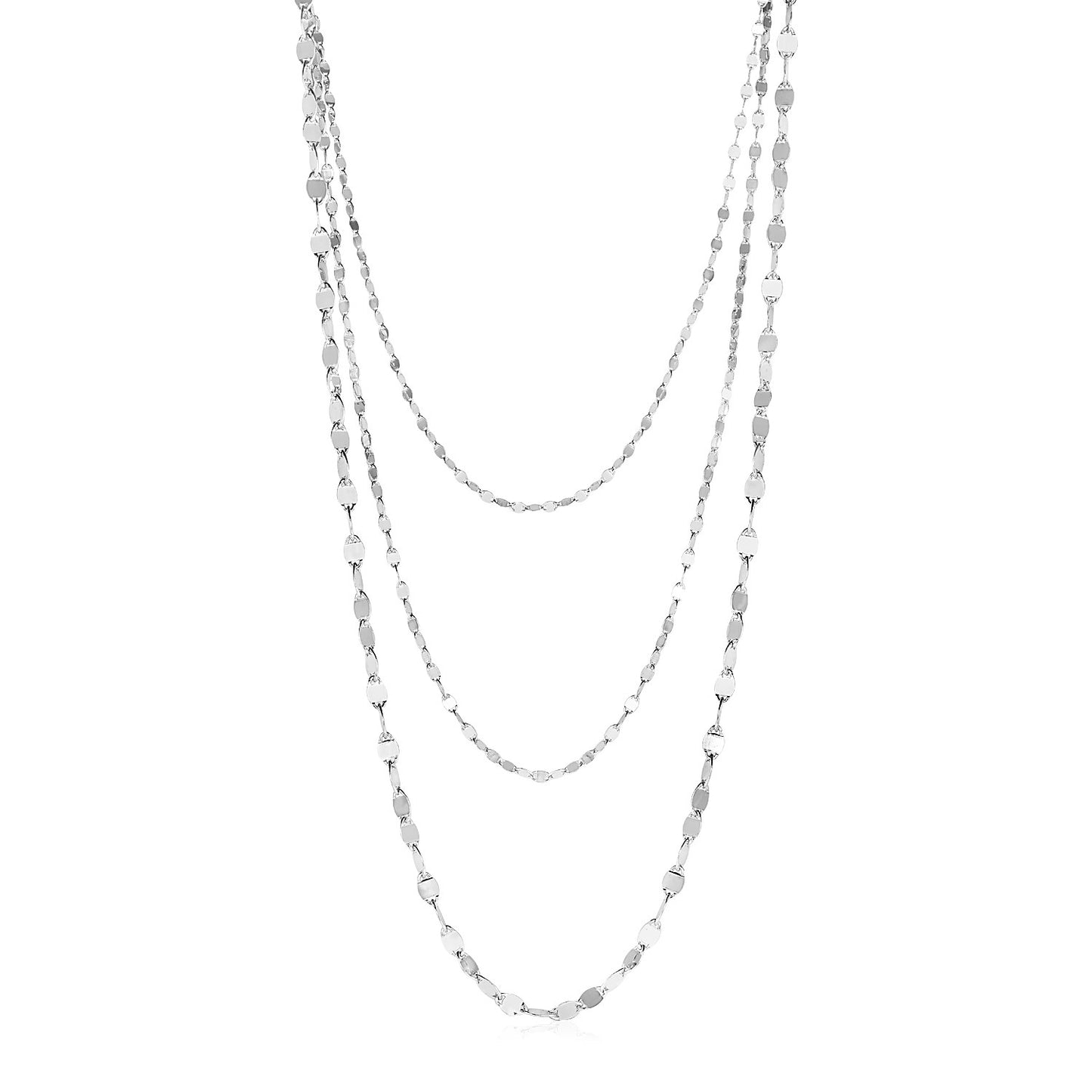 Sterling Silver Three Strand Marina Link Necklace-Teresa&#39;s Fashionista LLC