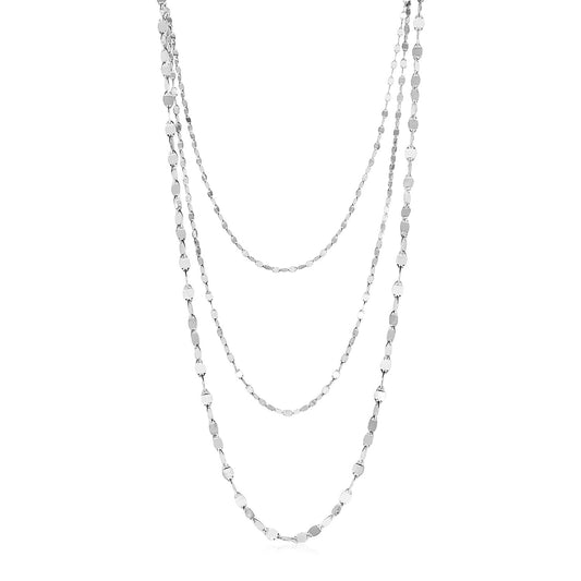 Sterling Silver Three Strand Marina Link Necklace-Teresa&#39;s Fashionista LLC