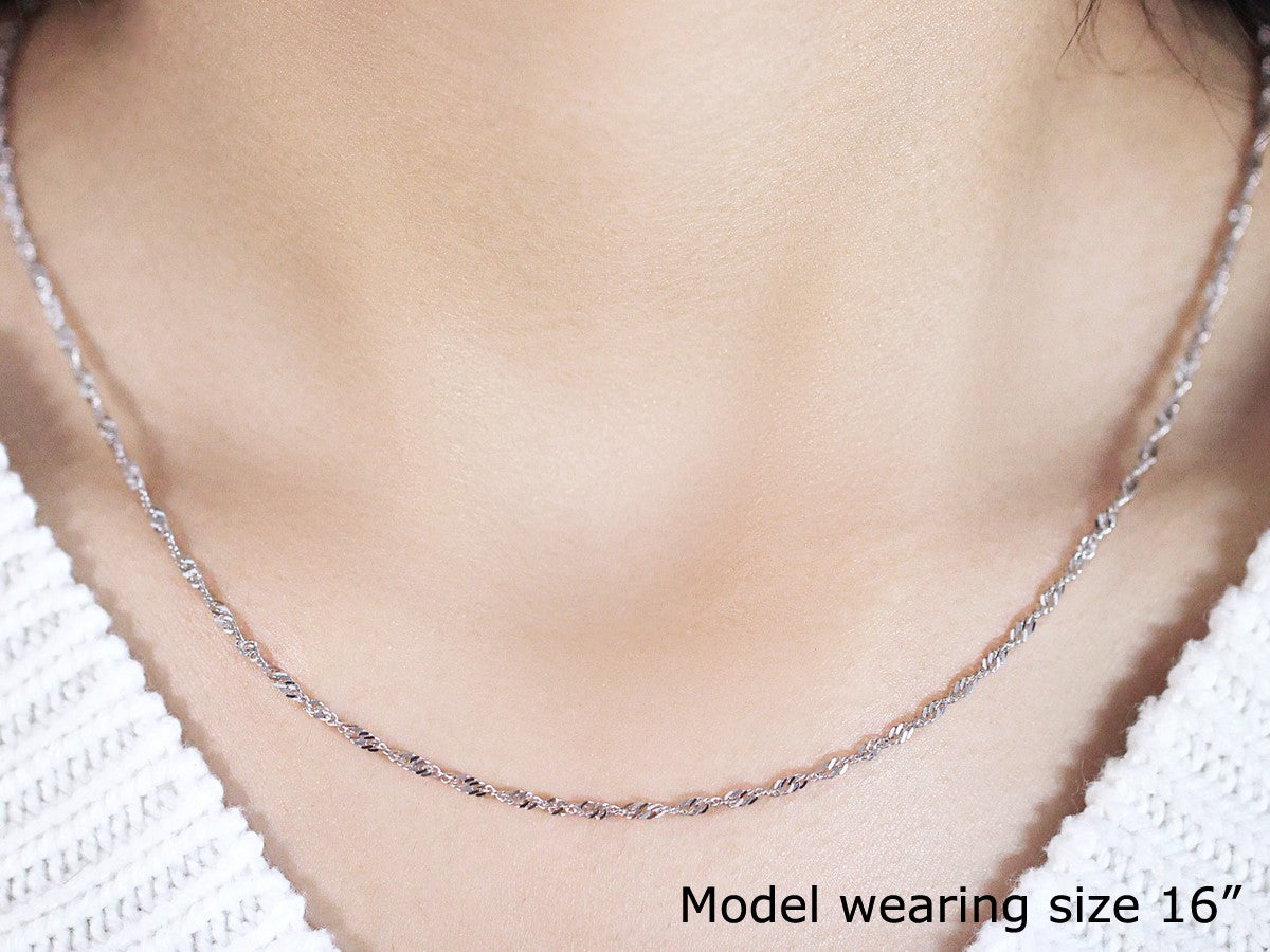 14k White Gold Singapore Chain (1.80 mm)-Teresa&#39;s Fashionista LLC