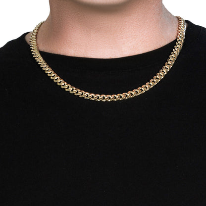 14k Yellow Gold Miami Cuban Semi Solid Chain (8.00 mm)-Teresa&#39;s Fashionista LLC