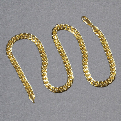 14k Yellow Gold Miami Cuban Semi Solid Chain (8.00 mm)-Teresa&#39;s Fashionista LLC