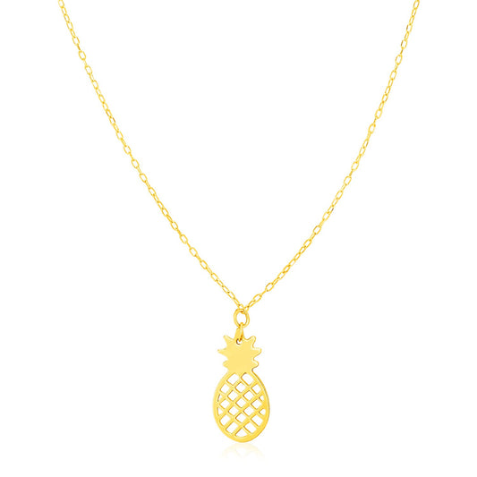 14K Yellow Gold Pineapple Necklace-Teresa&#39;s Fashionista LLC