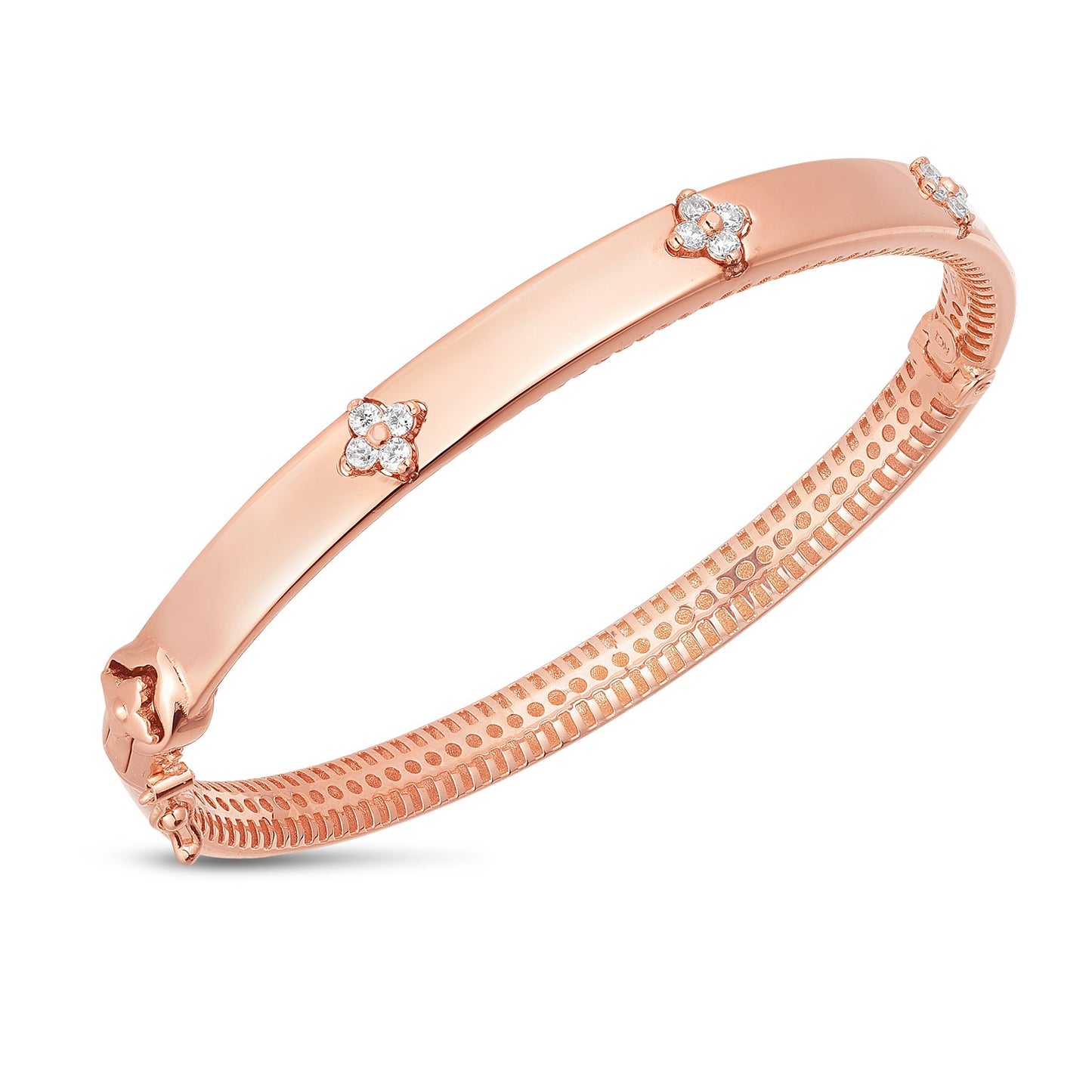 14k Rose Gold Trilogy Diamond Bangle (5.40 mm)-Teresa&#39;s Fashionista LLC