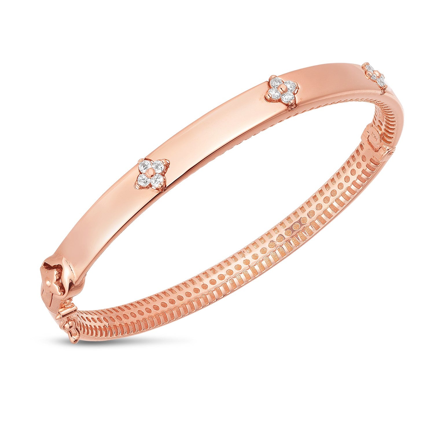 14k Rose Gold Trilogy Diamond Bangle (5.40 mm)-Teresa&#39;s Fashionista LLC