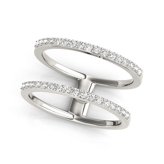 14k White Gold Dual Band Design Ring with Diamonds (1/3 cttw)-Teresa&#39;s Fashionista LLC