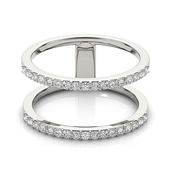 14k White Gold Dual Band Design Ring with Diamonds (1/3 cttw)-Teresa&#39;s Fashionista LLC