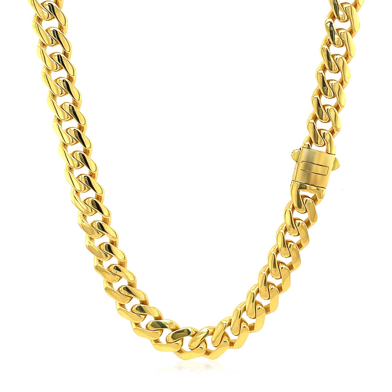 14k Yellow Gold Polished Miami Cuban Chain Necklace-Teresa&#39;s Fashionista LLC